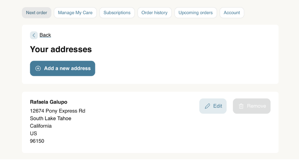 Updating your shipping address